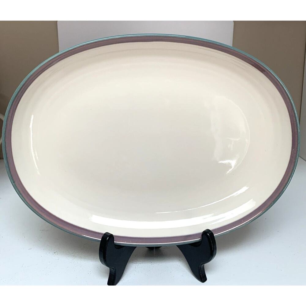 Pfaltzgraff Juniper 11 1/2x8 Medium Oval Serving Platter Stoneware Green Mauve